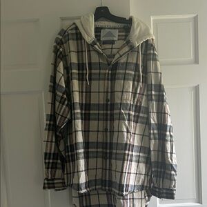 Scotch &Soda plaid  snap-Up oversized hooded Shirt
